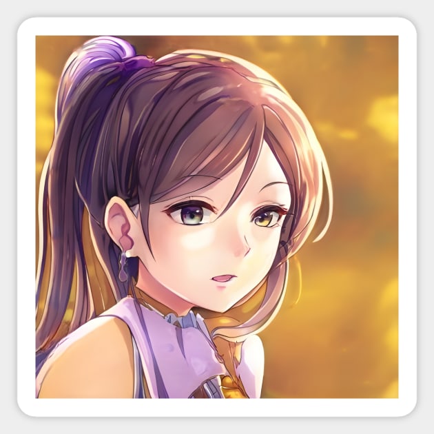 Beautiful brown hair anime school girl Sticker by animegirlnft